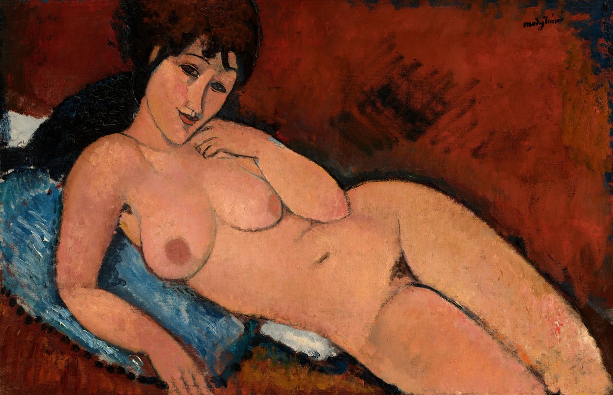 Meztelen nő kék párnán alkotó: Amedeo Modigliani