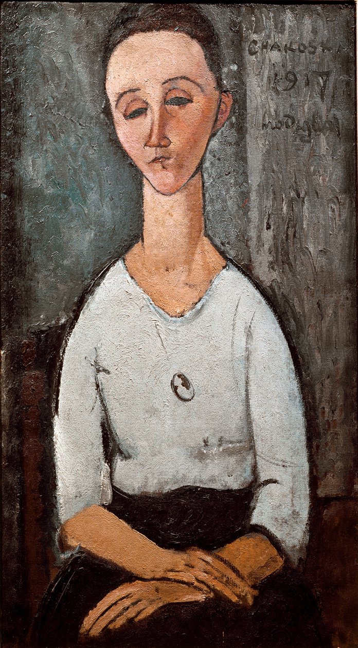 Chakoska asszony portréja. Amedeo Modigliani (1884-1920) festménye alkotó: Amedeo Modigliani