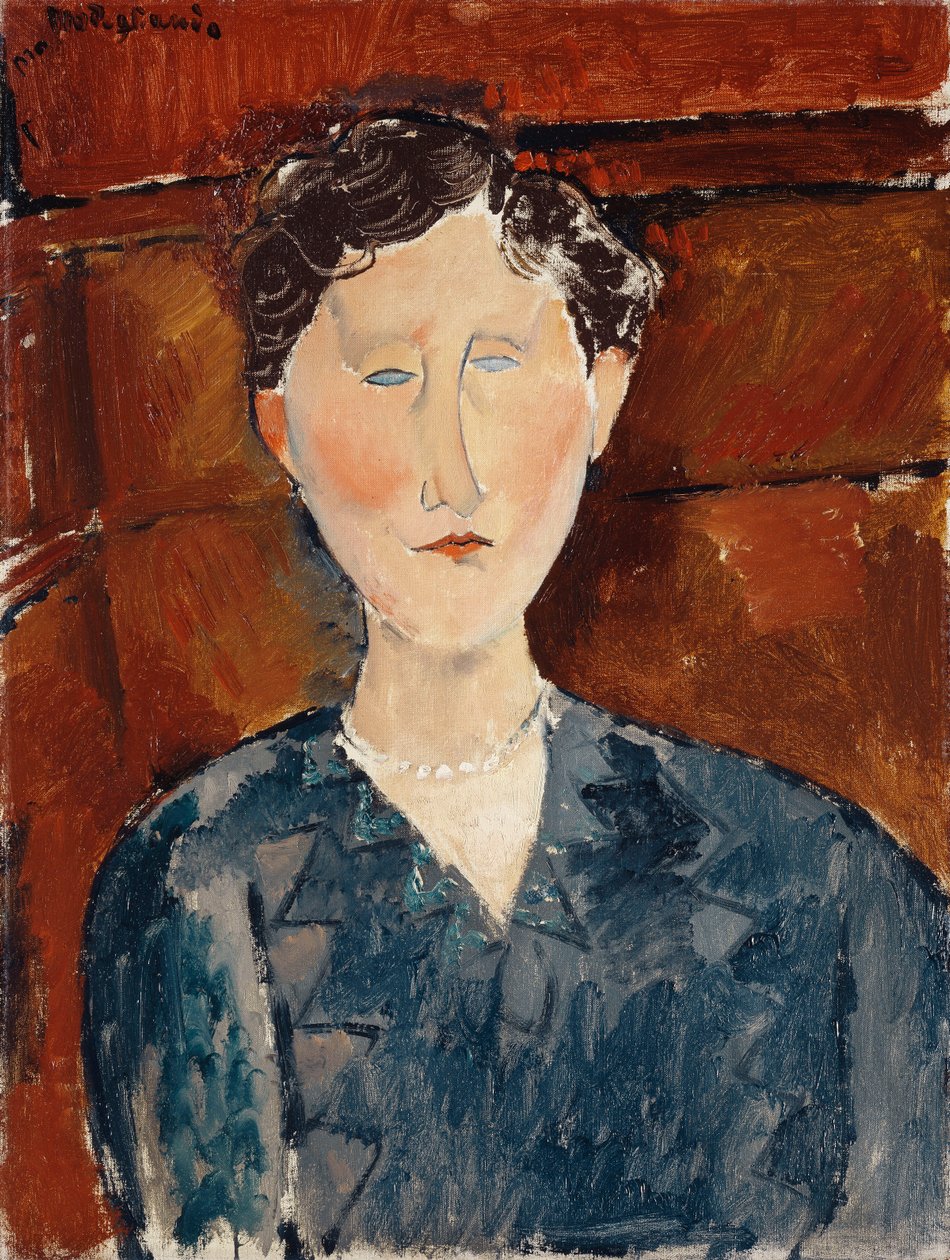 Kék blúzos nő portréja, 1916 körül alkotó: Amedeo Modigliani