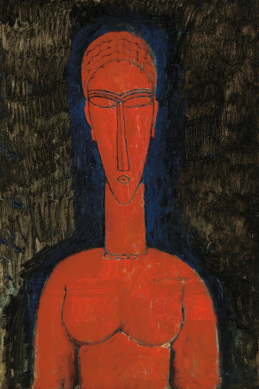 Vörös mellszobor, Caryatid, 1913 alkotó: Amedeo Modigliani