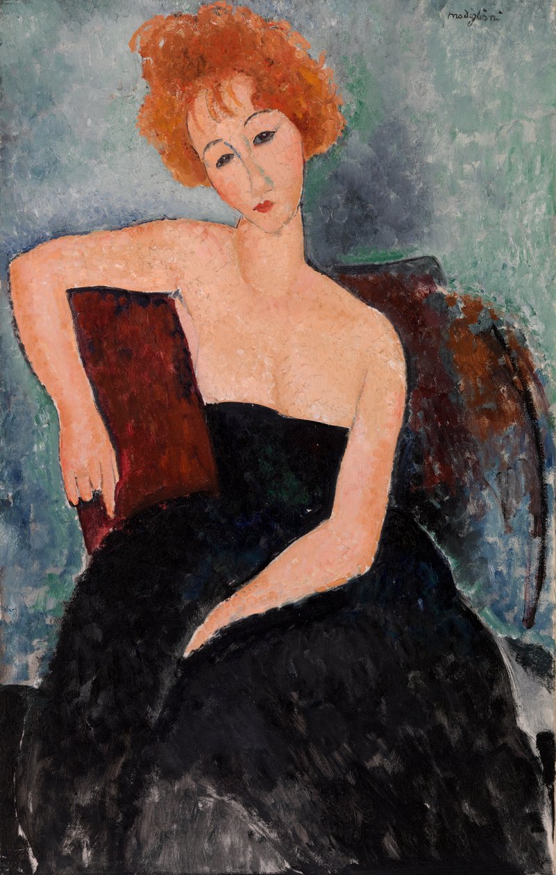 Vörös hajú lány estélyi ruhában alkotó: Amedeo Modigliani