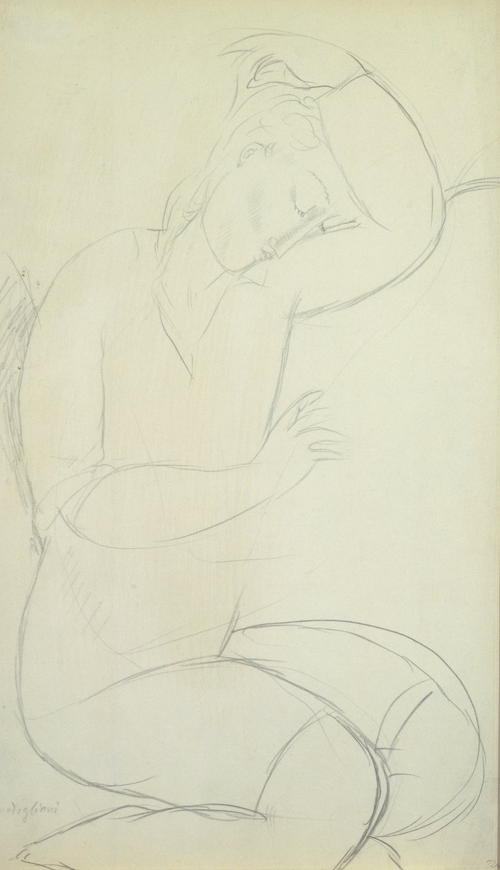 Sleeping Woman (ceruza, papír) alkotó: Amedeo Modigliani