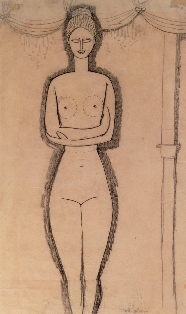 Álló akt (ceruza papíron) alkotó: Amedeo Modigliani
