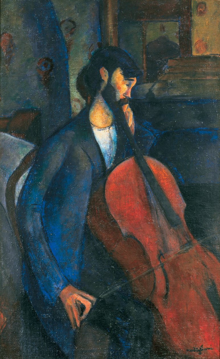 A csellista, 1909 alkotó: Amedeo Modigliani