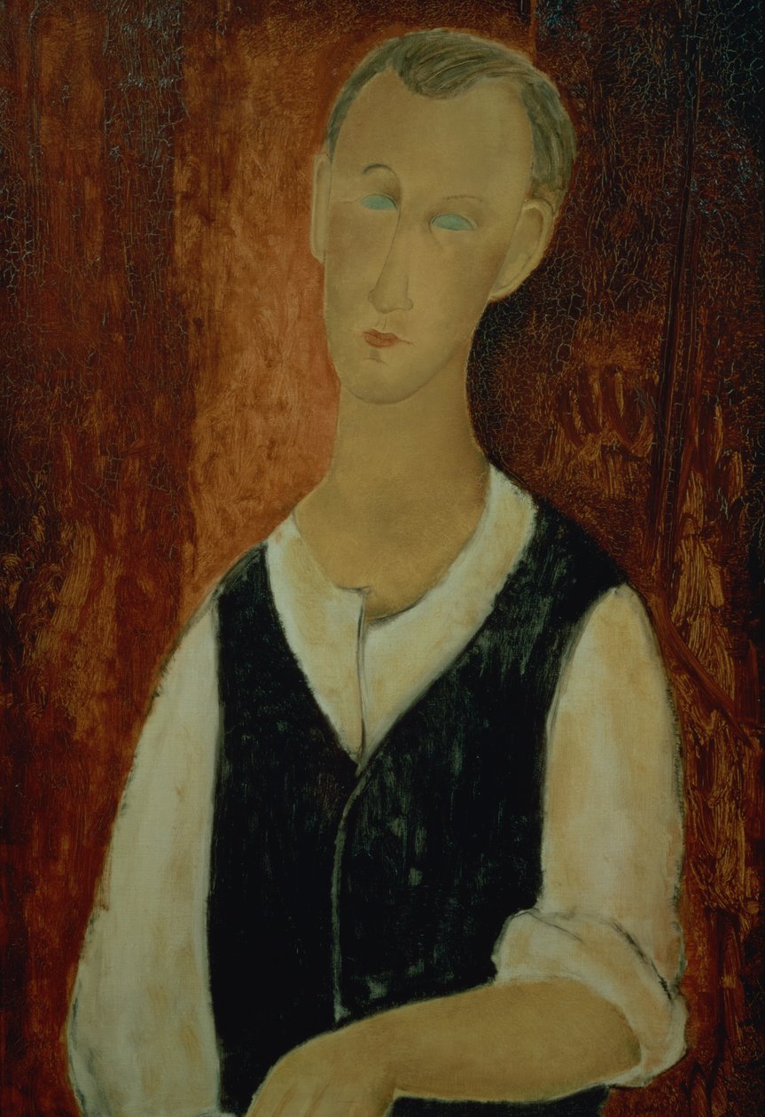 Fiatal férfi fekete mellényben, 1912 alkotó: Amedeo Modigliani