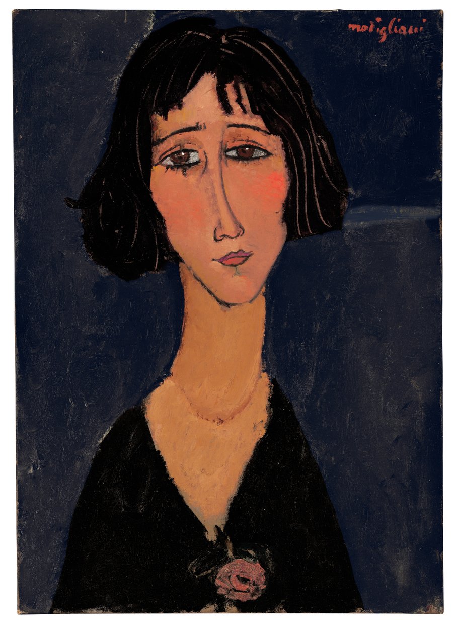 Fiatal nő rózsával alkotó: Amedeo Modigliani
