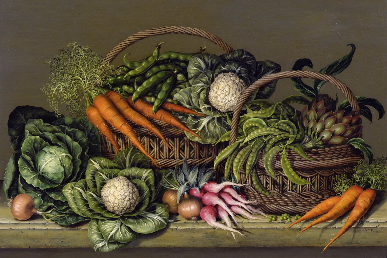 Zöldség- és retekkosár, 1995 alkotó: Amelia Kleiser