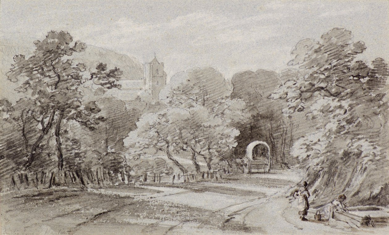 Országút, Hastings, 1803 körül (kréta) alkotó: Amelia Long