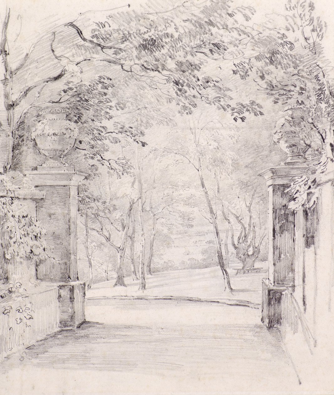 Kilátás a Bromley bejáratáról, 1810 körül (ceruza) alkotó: Amelia Long