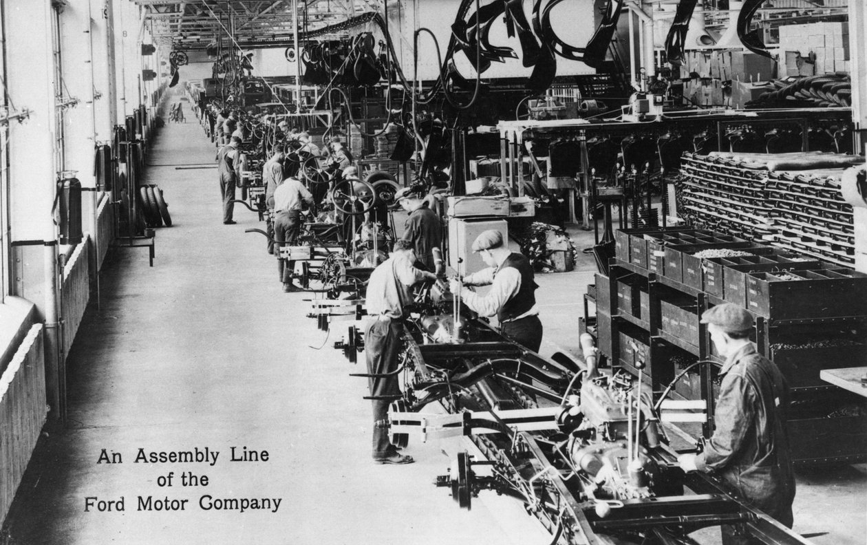 Összeszerelő sor a Ford Motor Company-nál, 1910-20 körül alkotó: American Photographer