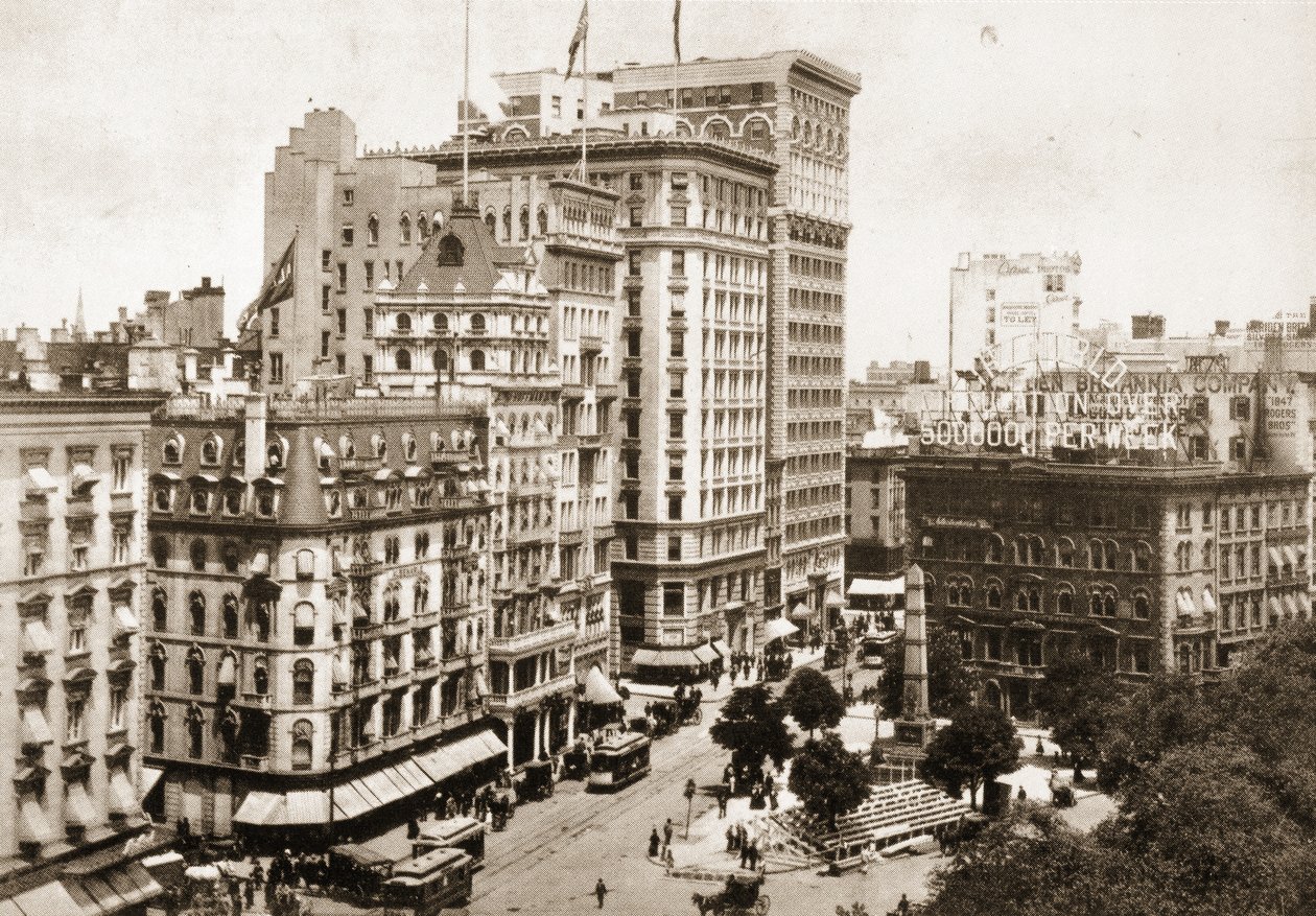 Broadway a Madison Square-en a Worth-emlékművel, 1893 alkotó: American Photographer