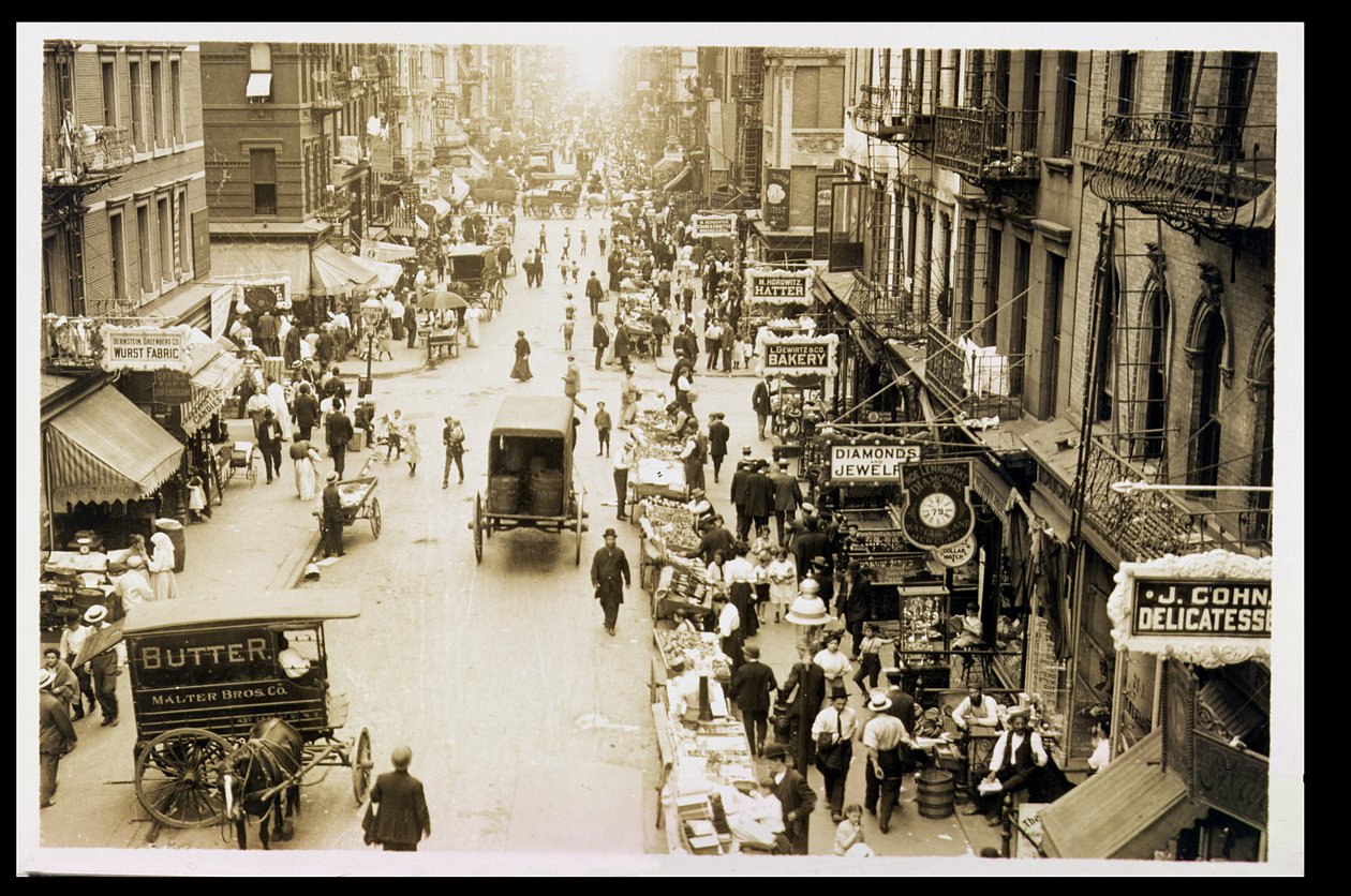 Kelet felé a Rivington and Orchard Streeten, 1905 alkotó: American Photographer