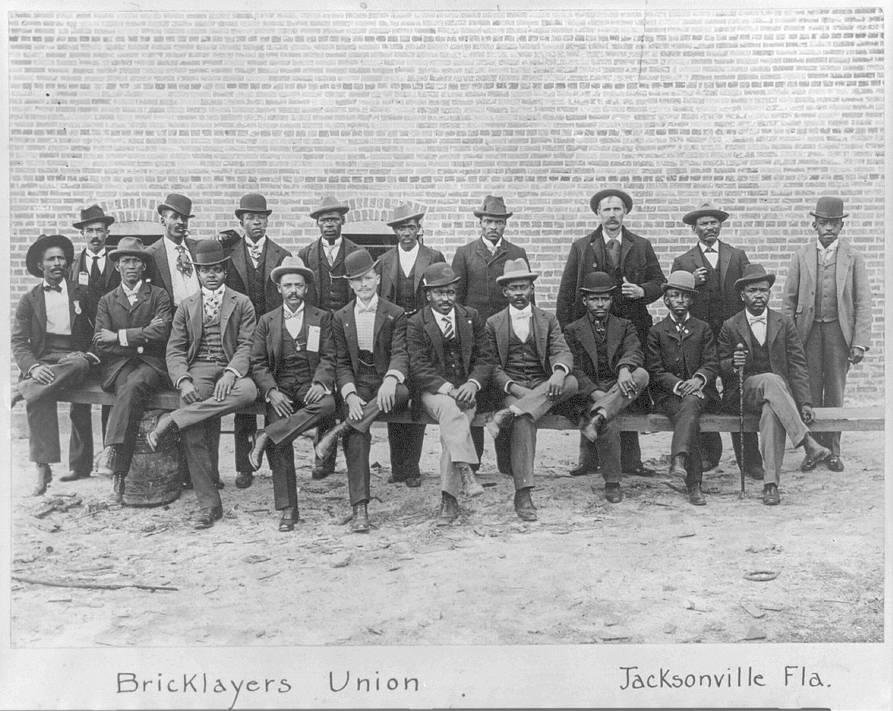 Az African American Bricklayers Union csoportportréja, Jacksonville, Florida, 1899 körül alkotó: American Photographer