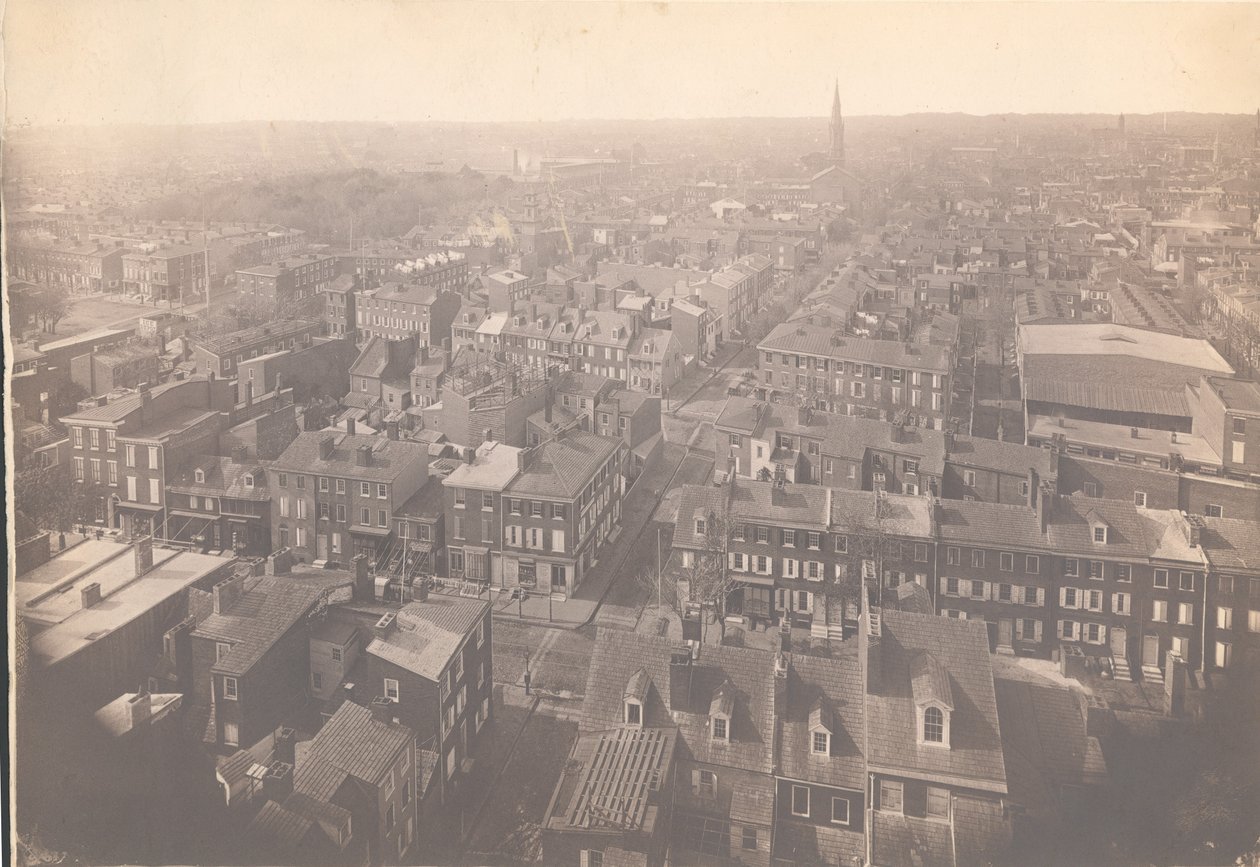 Panoráma Philadelphiára, keleti nézet - Nyugat a lövőtoronyból, 1870 (albumnyomat) alkotó: American Photographer