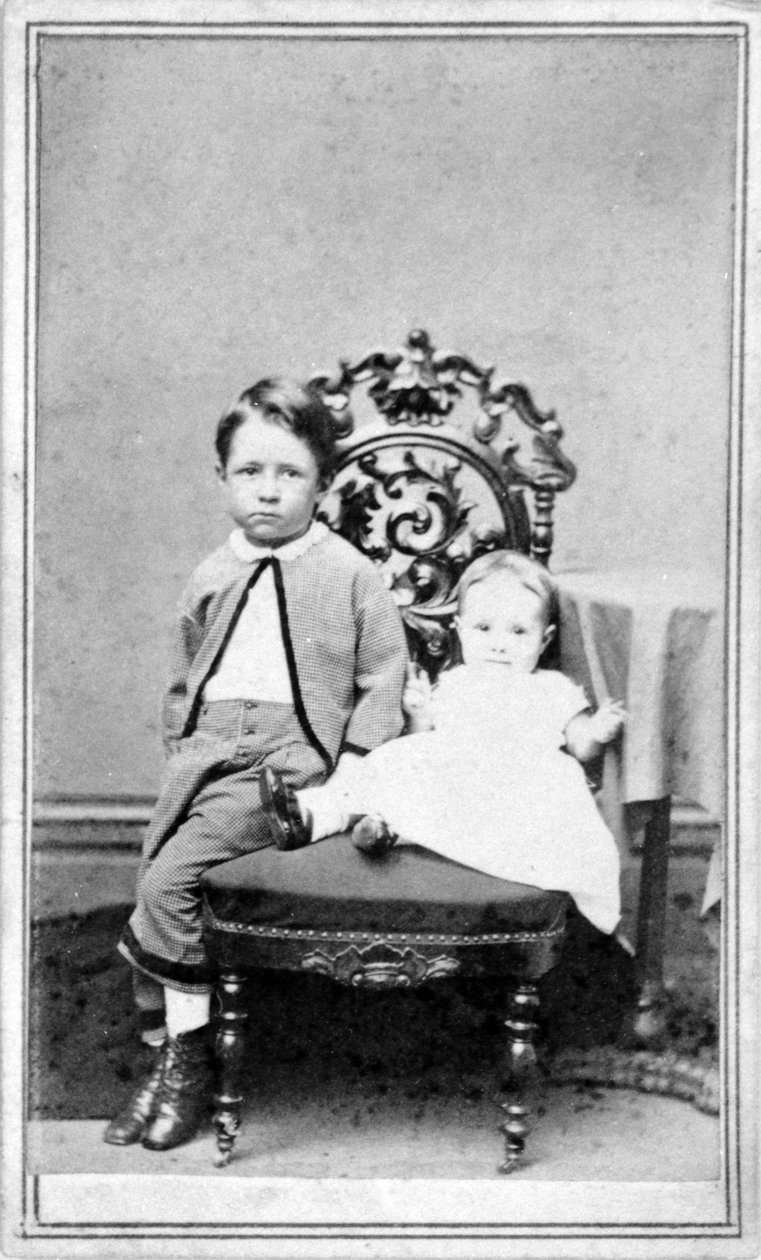 Egy fiatal fiú és egy csecsemő portréja, 1860 körül alkotó: American Photographer