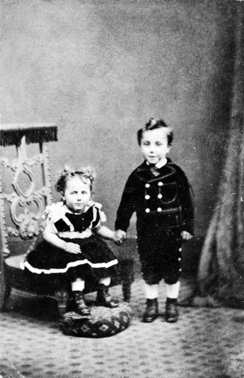 Egy fiatal fiú és nővére portréja, 1860 körül alkotó: American Photographer