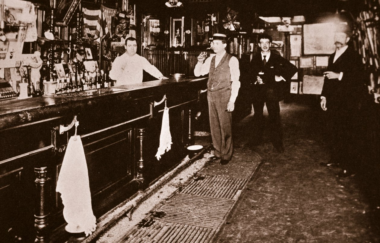 Steve Brodie a bárjában, a New York-i Tavern (Szepia fotó) alkotó: American Photographer