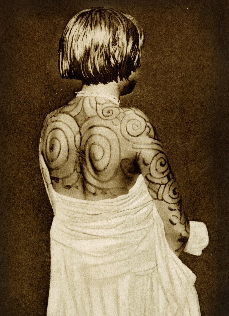 Tetovált Chamacoco nő 1890 körül (szépia fotó) alkotó: American Photographer