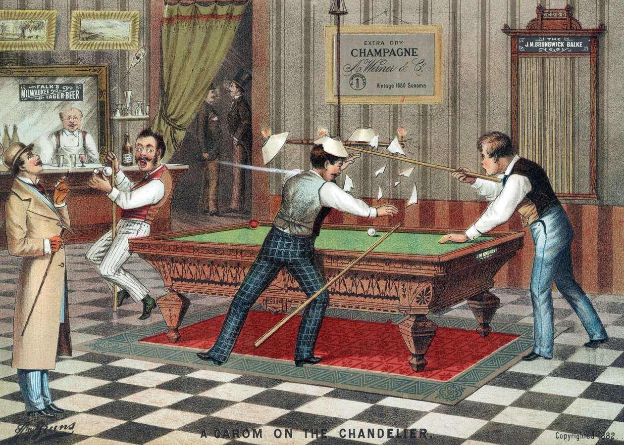Carom on the Chandelier, pub. 1882 alkotó: American School