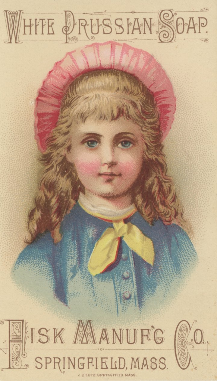 A Fisk Manufacturing Co. White Porussian Soap hirdetése, 1880 körül (volour litho) alkotó: American School