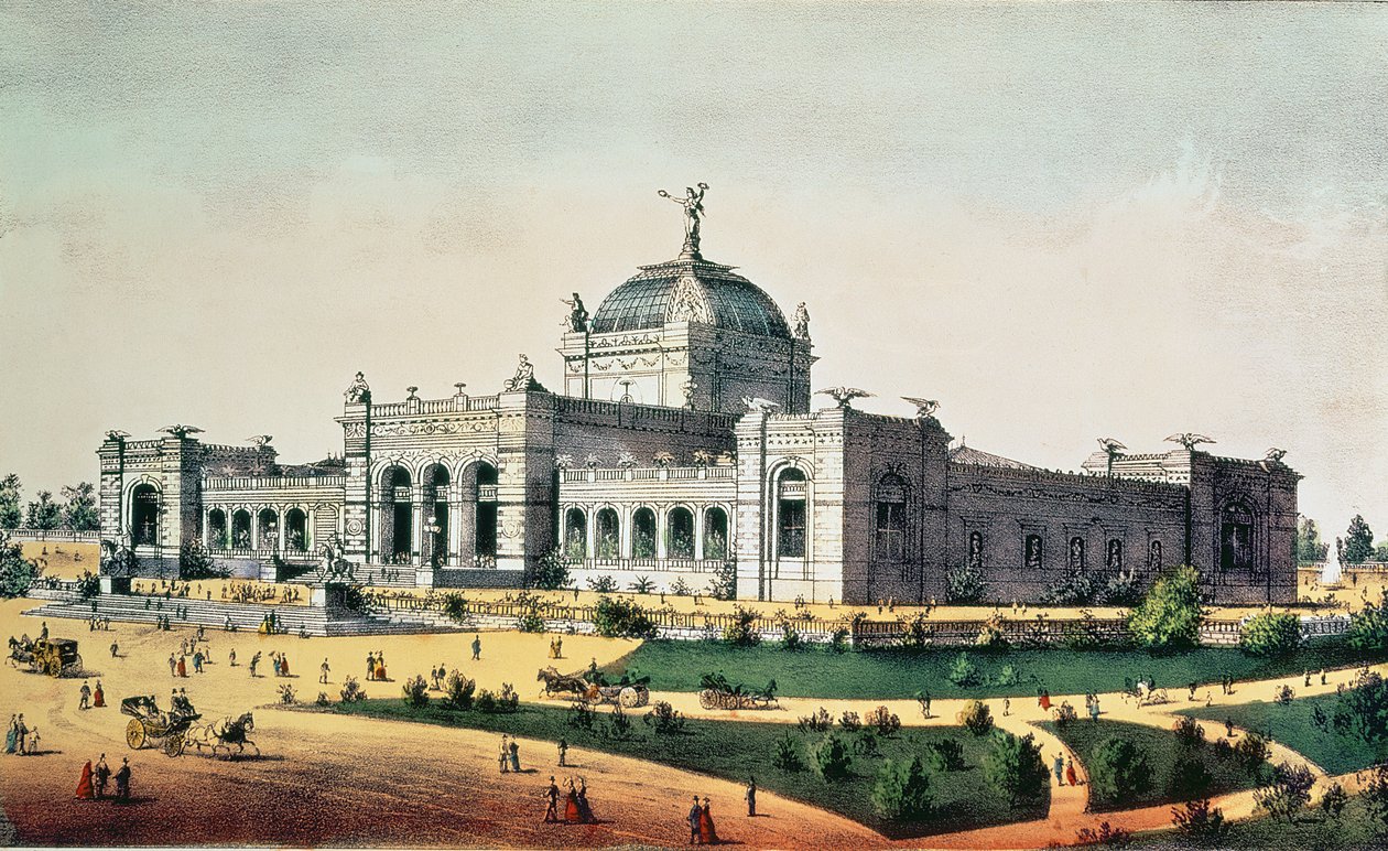 Art Gallery, Grand United States Centennial Exhibition, Fairmount Park, Philadelphia, 1876, kiadó: Currier und Ives alkotó: American School