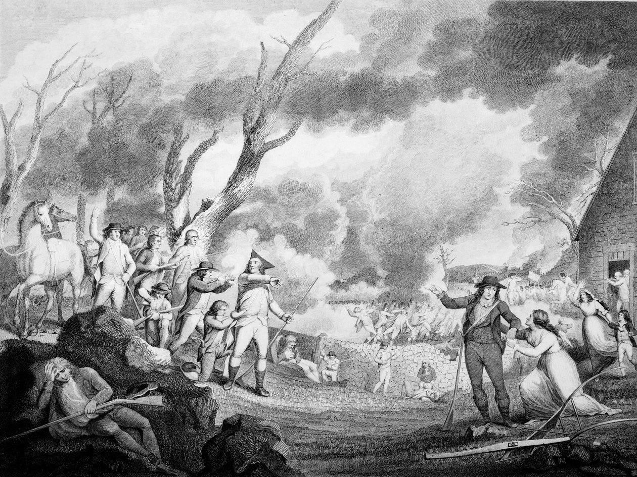 Lexingtoni csata, 1775. április 19., vésette Cornelius Tiebout (kb. 1773-1832) alkotó: American School