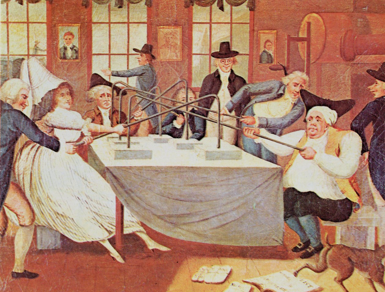 Benjamin Franklin kísérletei az elektromossággal (18. századi társasjátékká alakulva) alkotó: American School