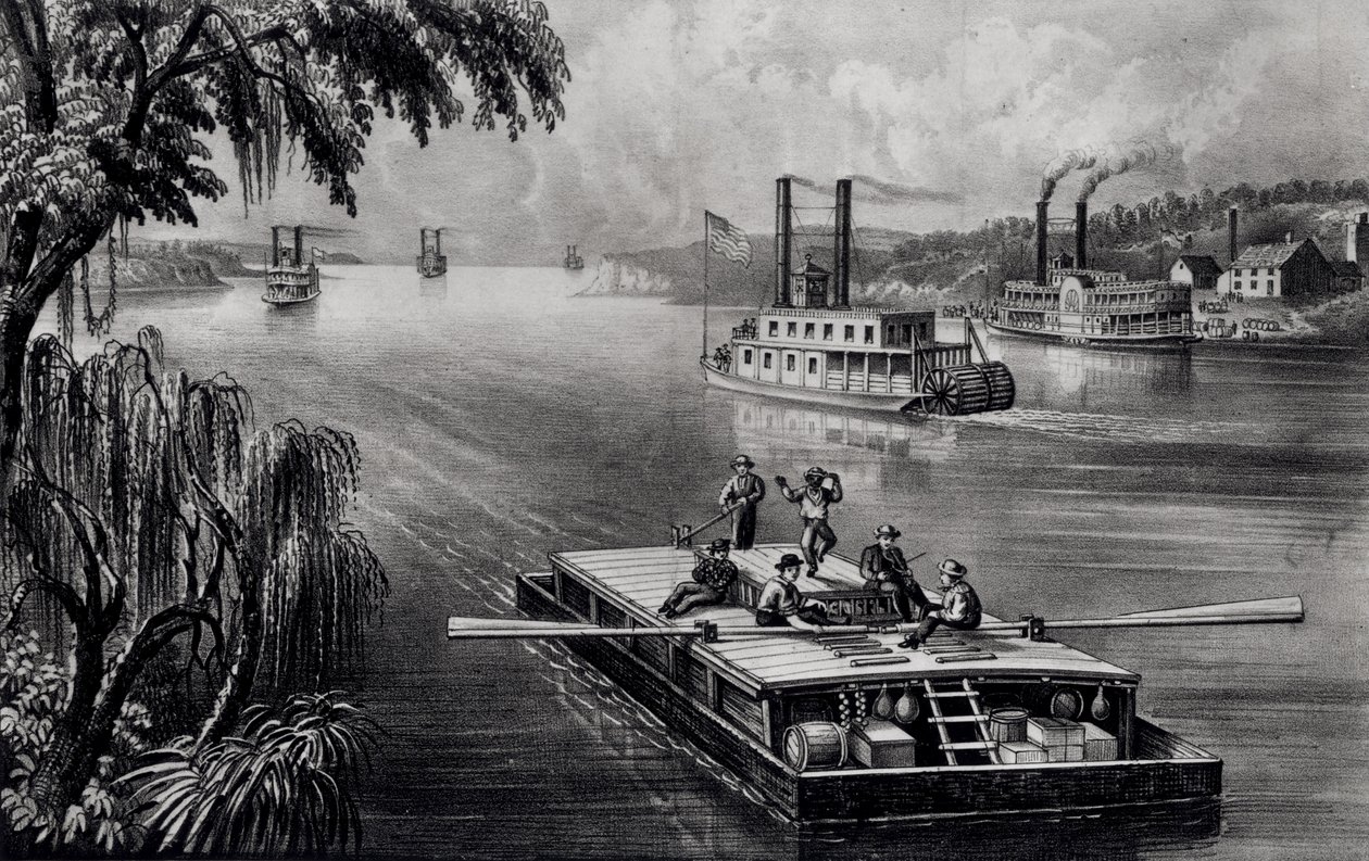 Bound Down the River, kocsma. Currier és Ives, 1870 alkotó: American School