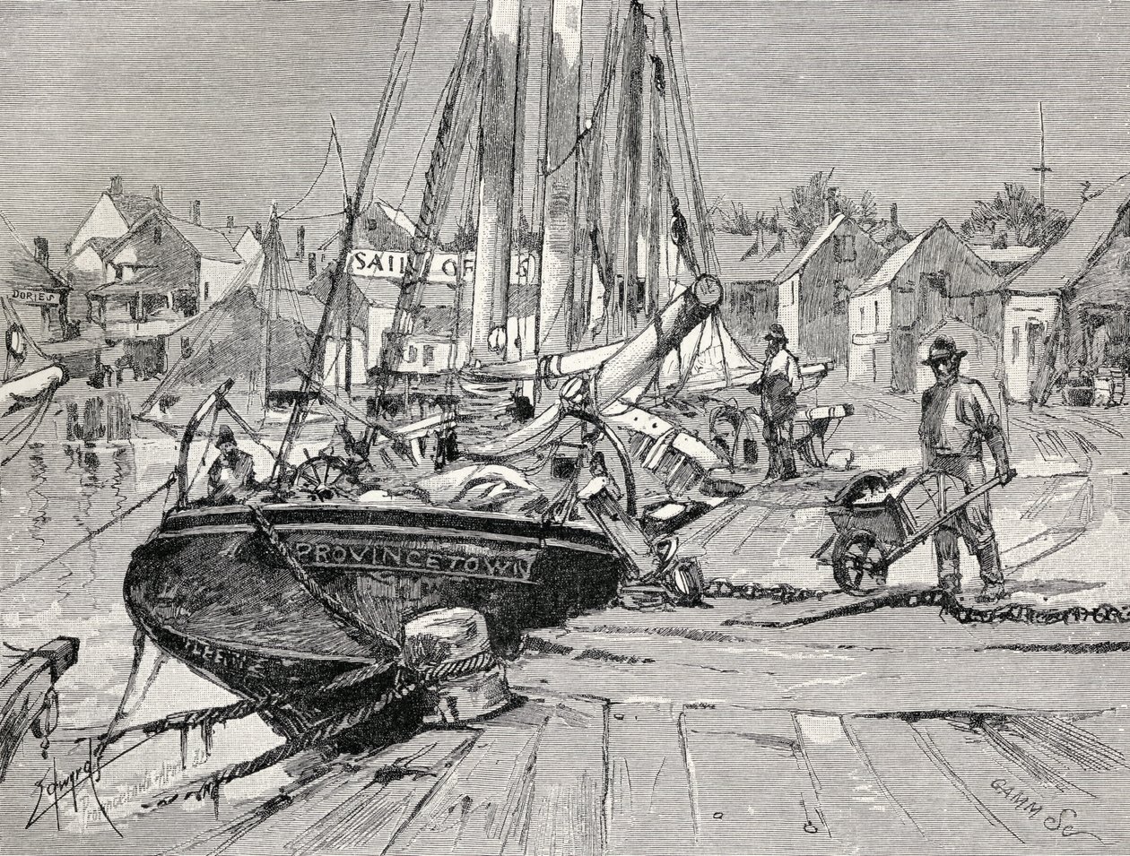 Central Wharf, Provincetown, Cape Cod, a „The Century Illustrated Monthly Magazine”-ból, 1883. május–október alkotó: American School