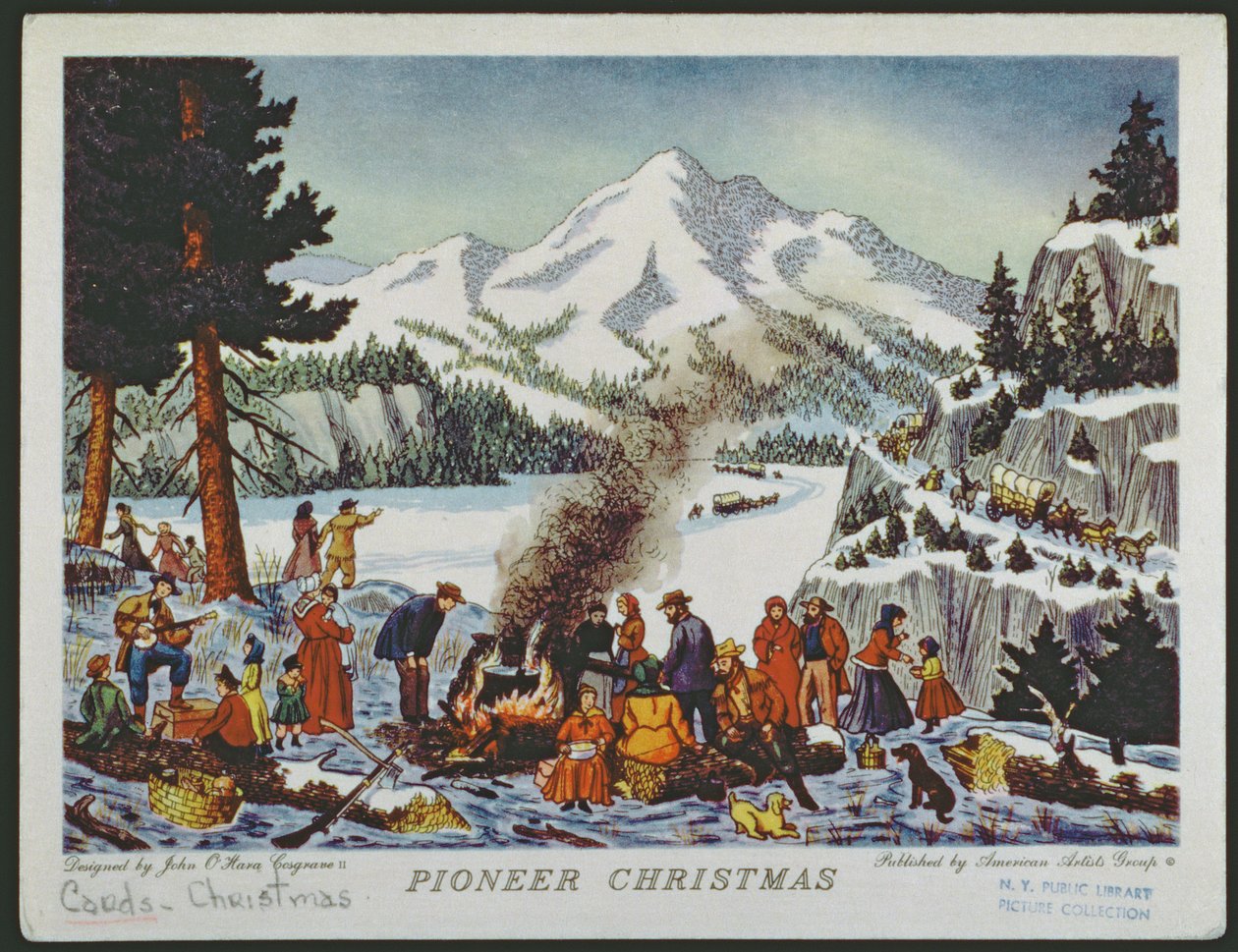 Pioneer karácsonyt ábrázoló karácsonyi kártya alkotó: American School
