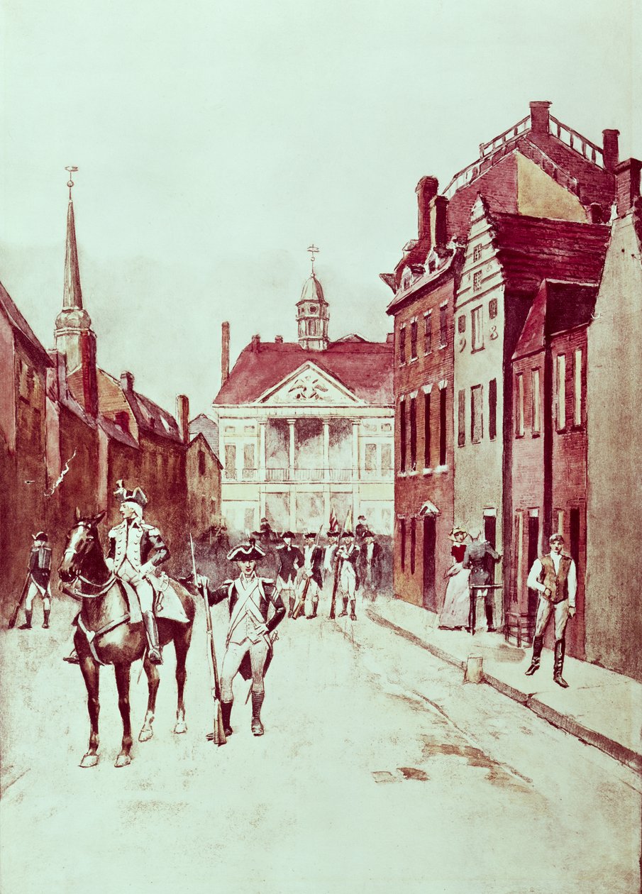 ezredes és közlegény, első kontinentális Rhode Island-i gyalogság, az Egyesült Államok hadserege, 1782-96 alkotó: American School