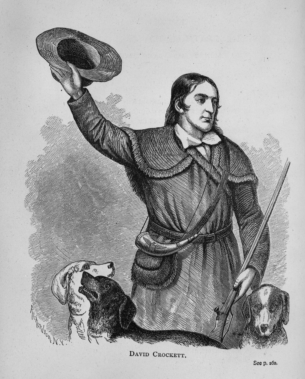 David Crockett, a Texas History Scrapbookból alkotó: American School