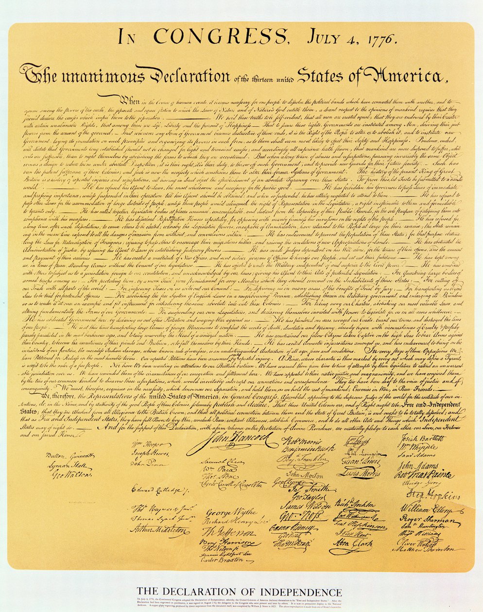 Az Amerikai Egyesült Államok 13 államának függetlenségi nyilatkozata, 1776, 1823 (rézmetszet) alkotó: American School