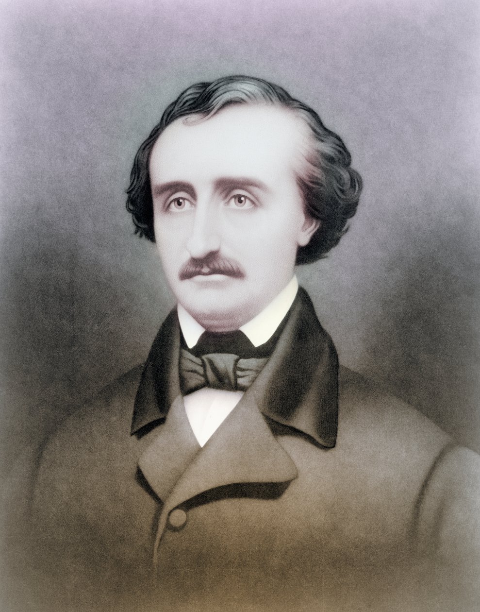 Edgar Allen Poe, egy 19. századi nyomat, későbbi színezés után alkotó: American School