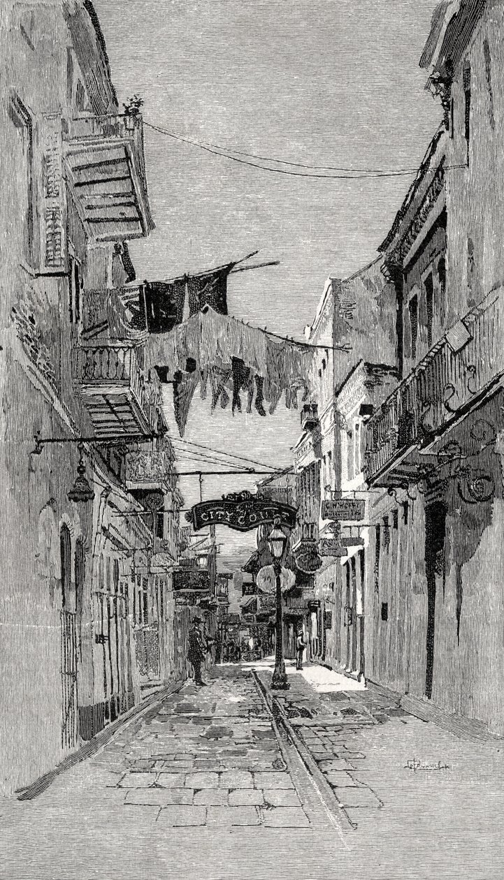 Az Exchange Alley a New Orleans-i Canal Street felé néz a „The Century Illustrated Monthly Magazine”-tól, 1883. májustól októberig alkotó: American School