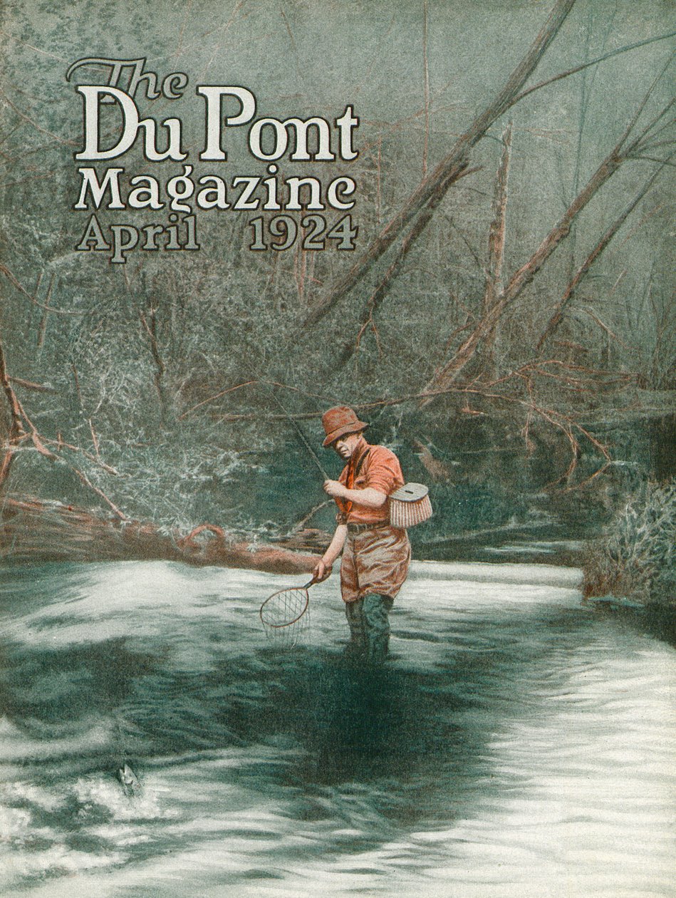 Légyhorgászat, a DuPont Magazin címlapja, 1924. április alkotó: American School