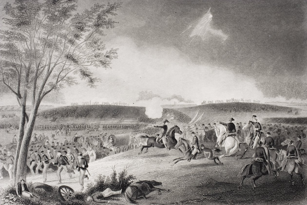 Sickles tábornok hadosztálya a visszavonulásról az 1863-as virginiai kancellorsville-i csatában alkotó: American School