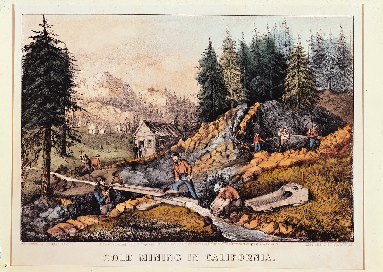 Aranybányászat Kaliforniában, kiadó: Currier und Ives, 1871 (lásd még: 148180 és 32910) alkotó: American School