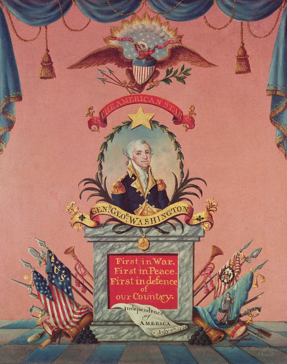 George Washington dicséretére alkotó: American School