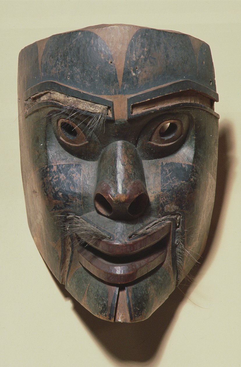 Kwakiutl emberi arcmaszk, 1875 körül (festett fa) alkotó: American School