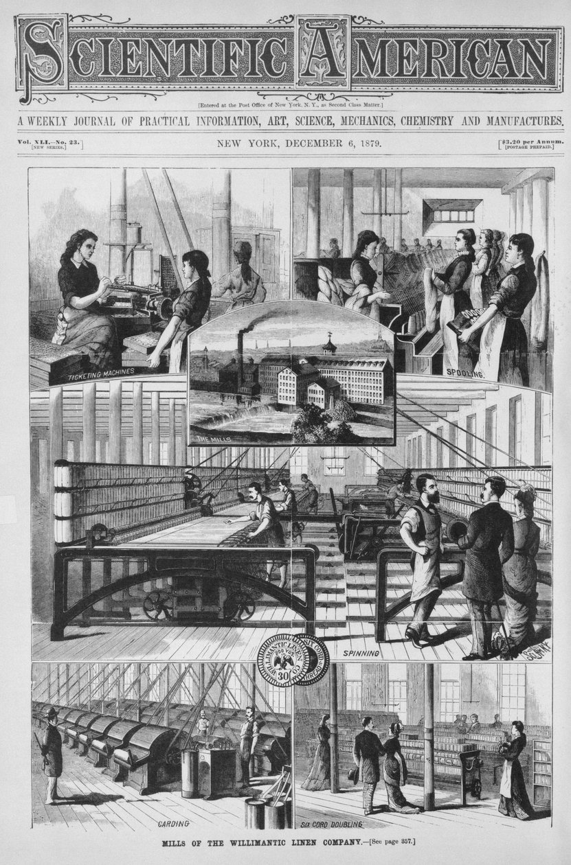 A Willimantic vászoncég malmai, illusztráció a "Scientific American"-ból, 1879. december 6. alkotó: American School