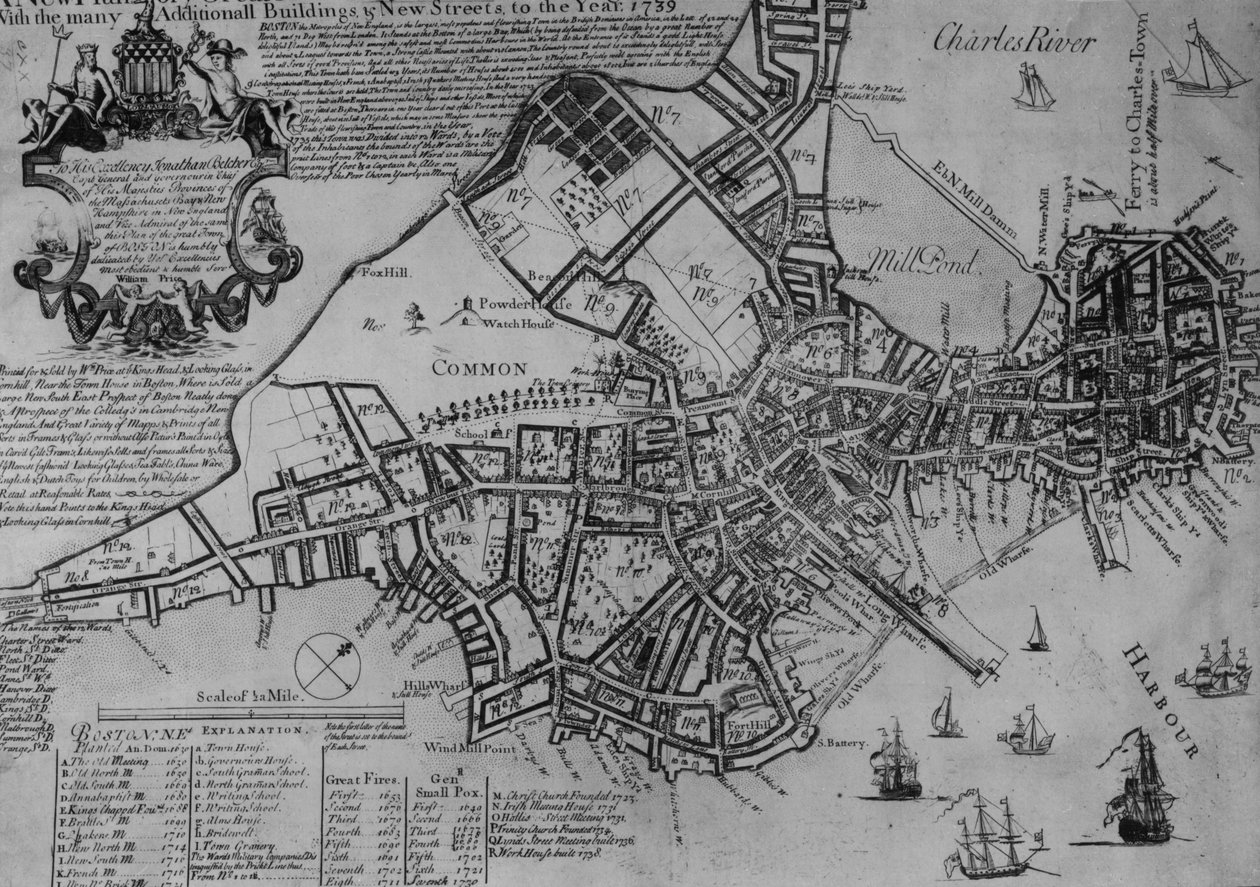 Boston terve, New England, 1739 alkotó: American School