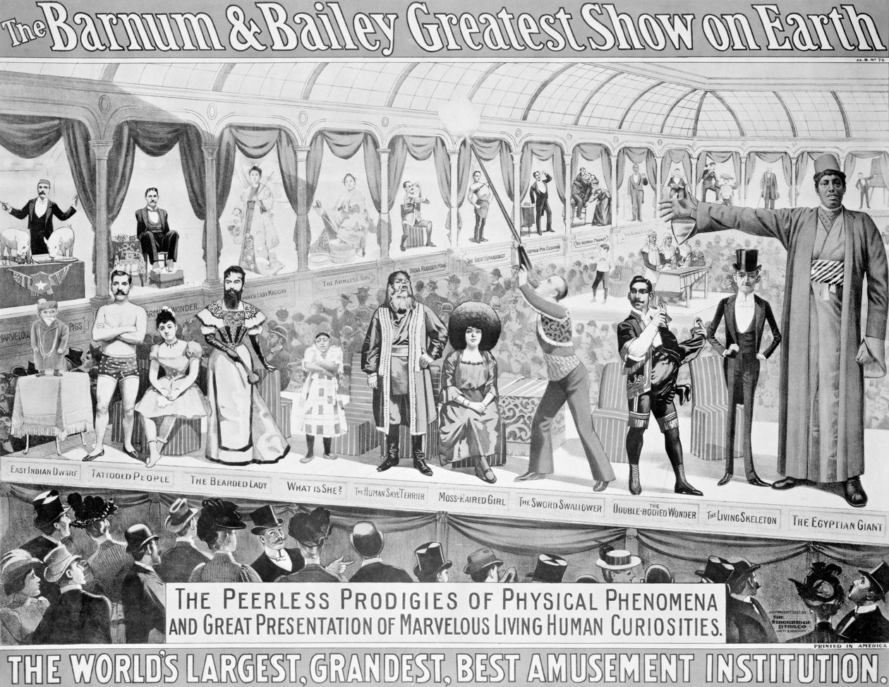 Plakátreklám, „The Barnum and Bailey Greatest Show on Earth, a világ legnagyobb, legnagyobb, legjobb szórakoztató intézménye”, 1895 körül alkotó: American School