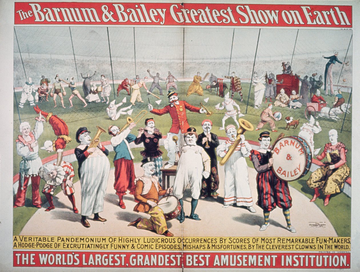 Plakát, amely a Barnum és Bailey legnagyobb show-ját hirdeti a Földön alkotó: American School