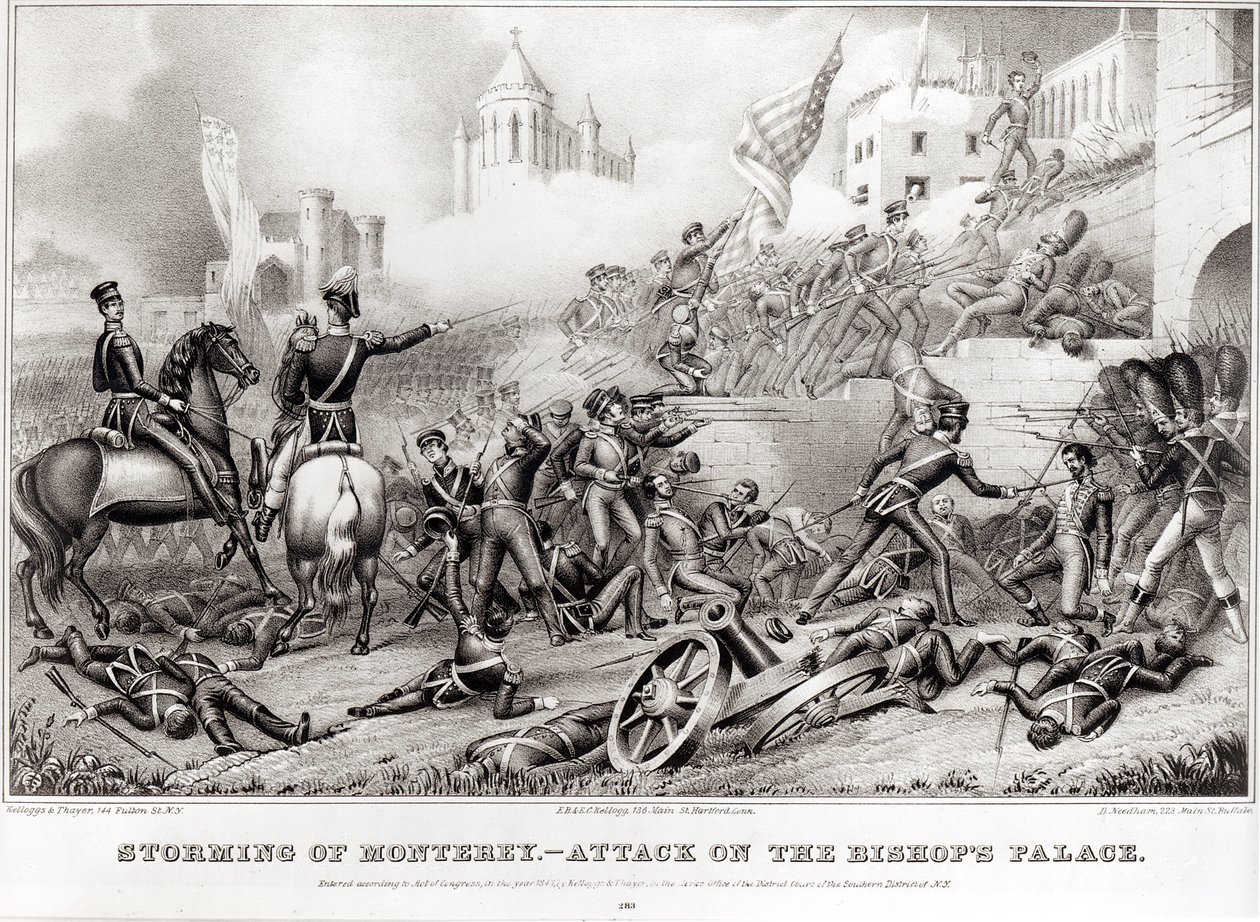 Monterey megrohanása. A püspöki palota elleni támadás 1846-ban, 1847-ben alkotó: American School