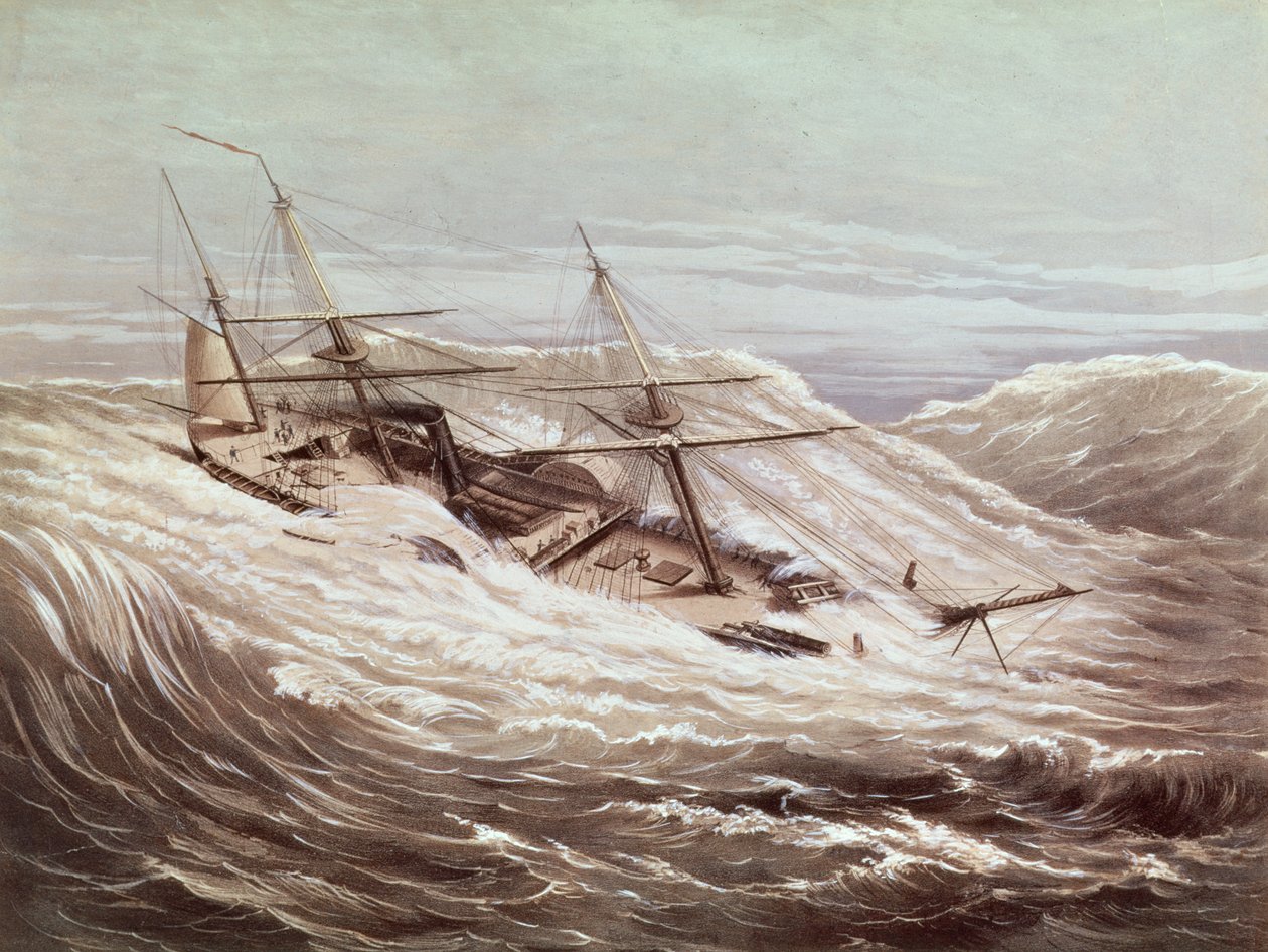 A Mississippi Steam Fregate in a Typhoon, vésette Currier und Ives, 1854 alkotó: American School