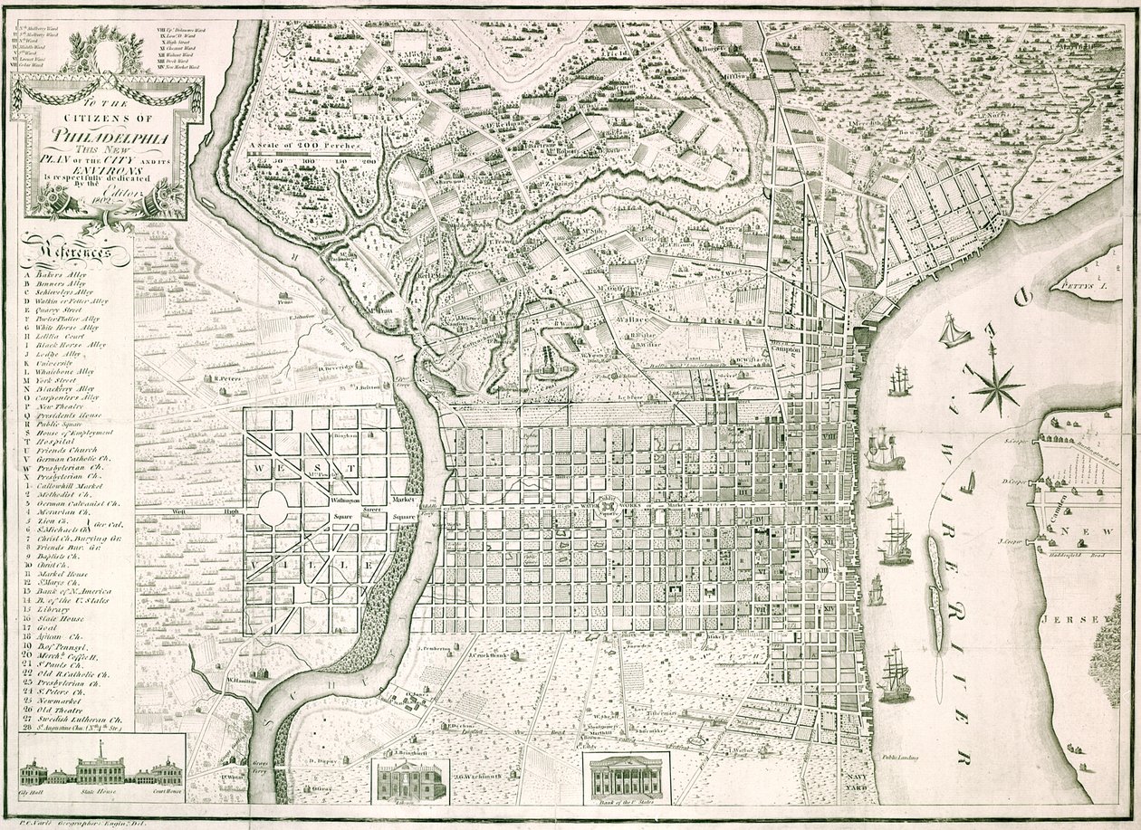 Philadelphia városának és környékének új terve, 1802 alkotó: American School