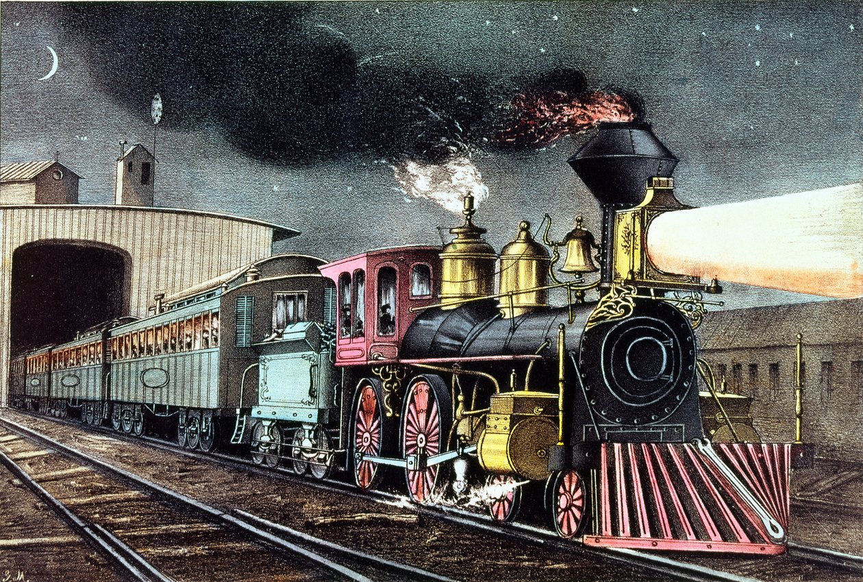 The Night Express: The Start, Nathaniel Currier (1813-88) és James Merritt Ives (1824-95) alkotó: American School