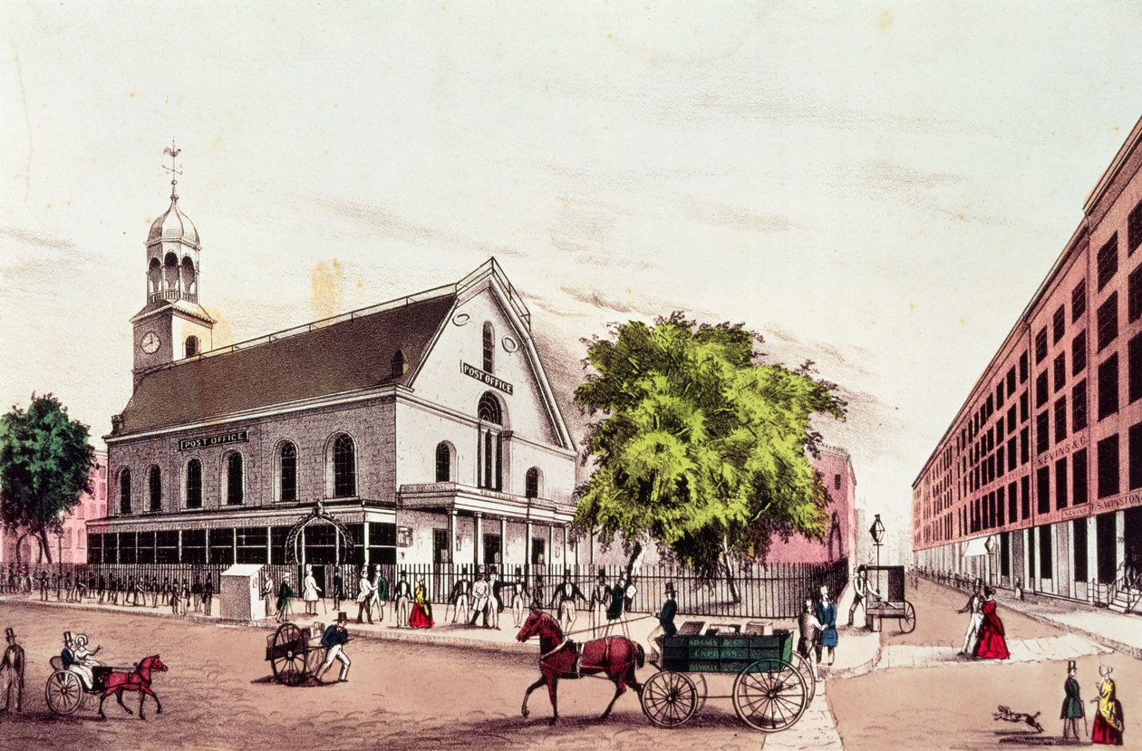 A postahivatal, New York, metszet: Nathaniel Currier (1813-88) alkotó: American School