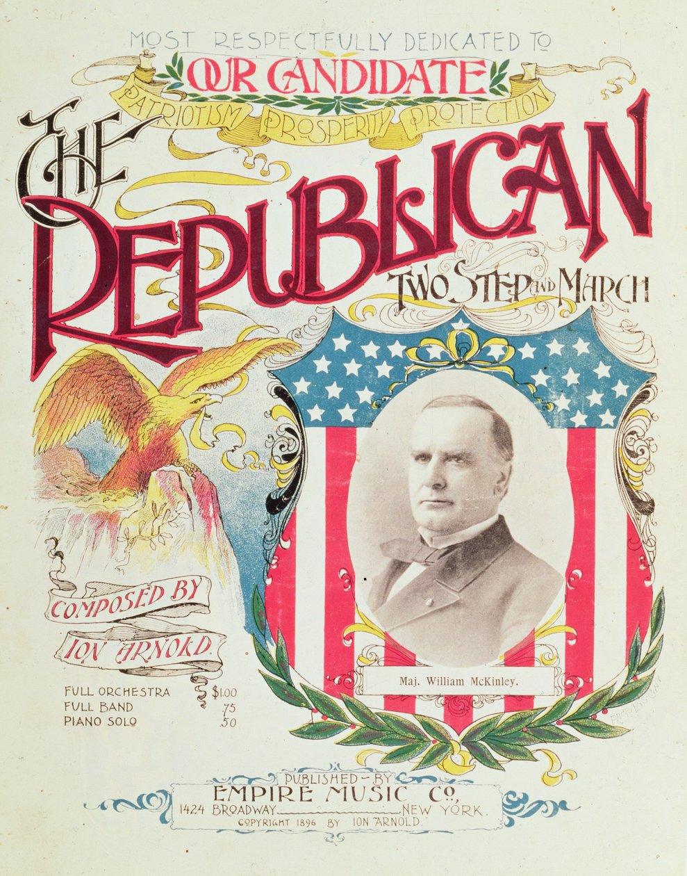 „The Republican Two Step and March”, William McKinley-nek szentelt dallap, 1896 alkotó: American School